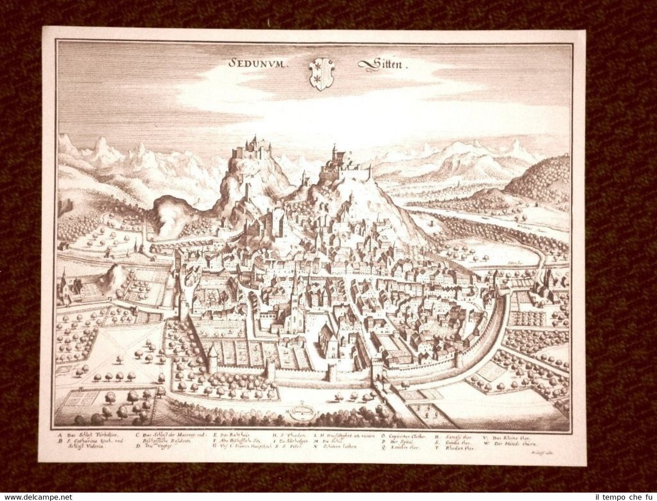 Sion - Sitten Svizzera Incisione di Merian Matthäus del 1640 …