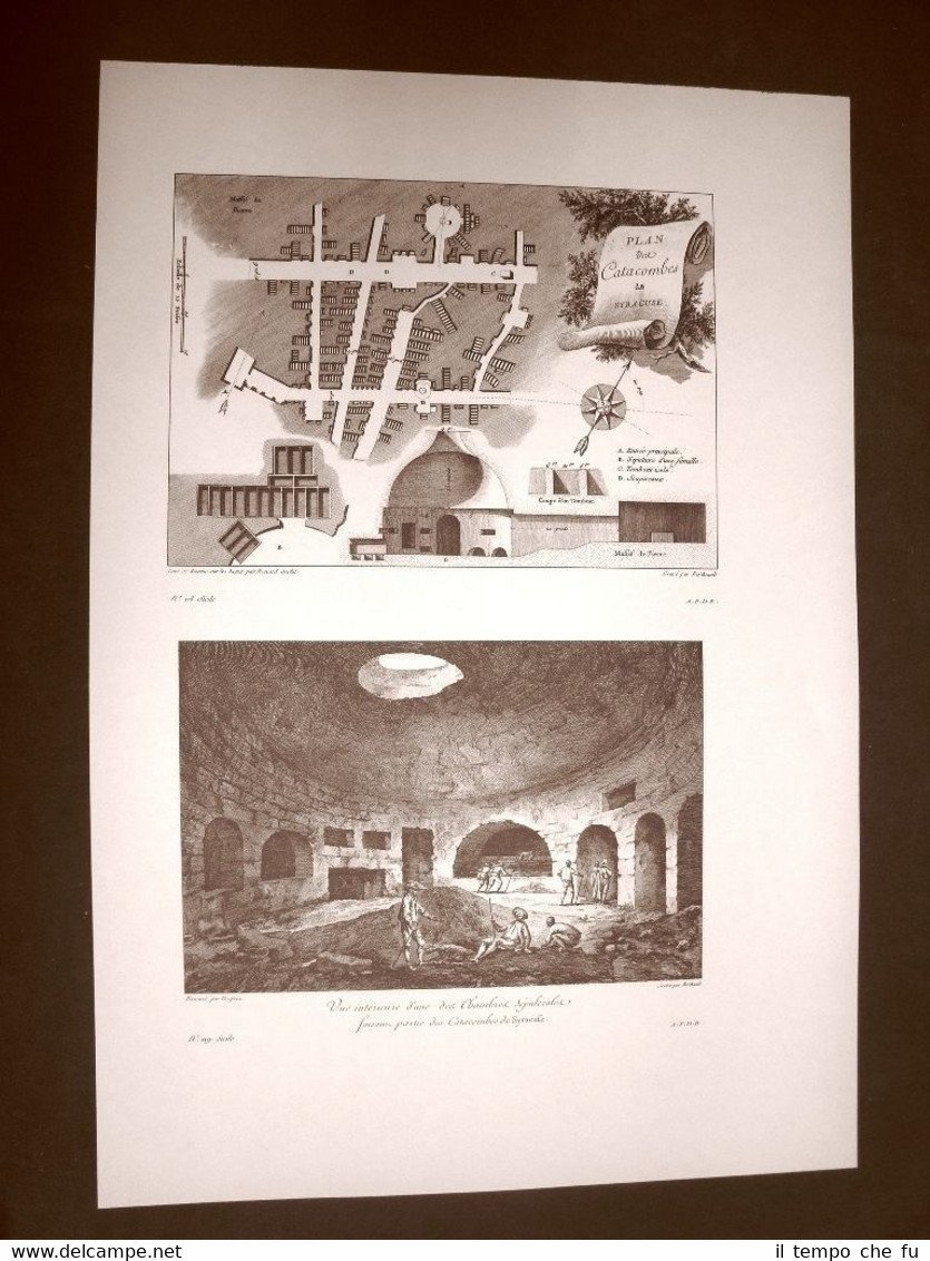 Siracusa Pianta e interno Catacombe Sicilia Voyage Pittoresque di Saint … | Immagine principale