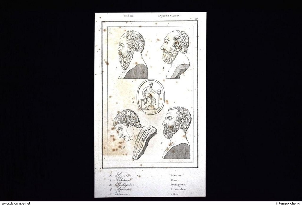 Socrate,Platone,Pitagora,AristoteleZeno Incisione del 1850 L'Univers pittoresque