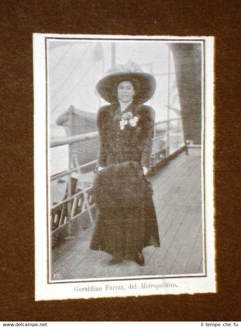 Soprano Geraldine Farrar di Melrose nel 1908