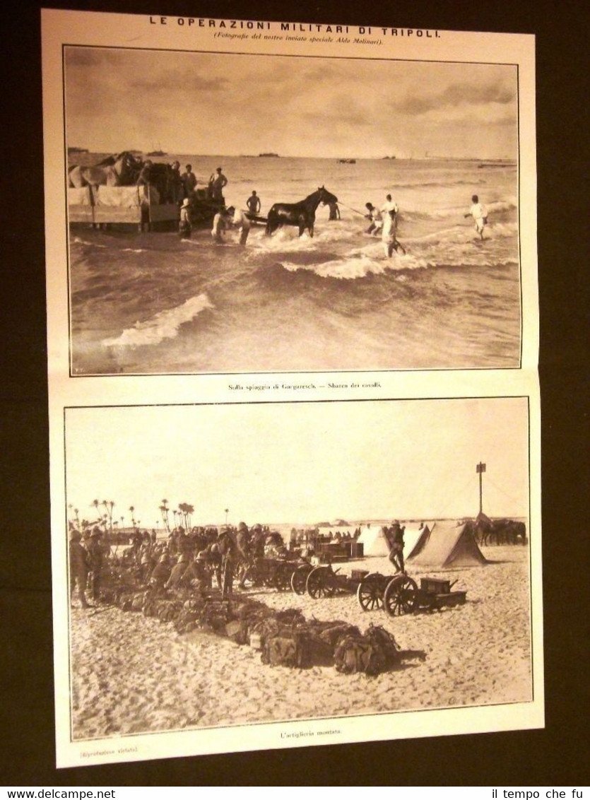 Spedizione dell'Italia in Libia nel 1911 Sbarco Gargaresch Artiglieria Tobruk