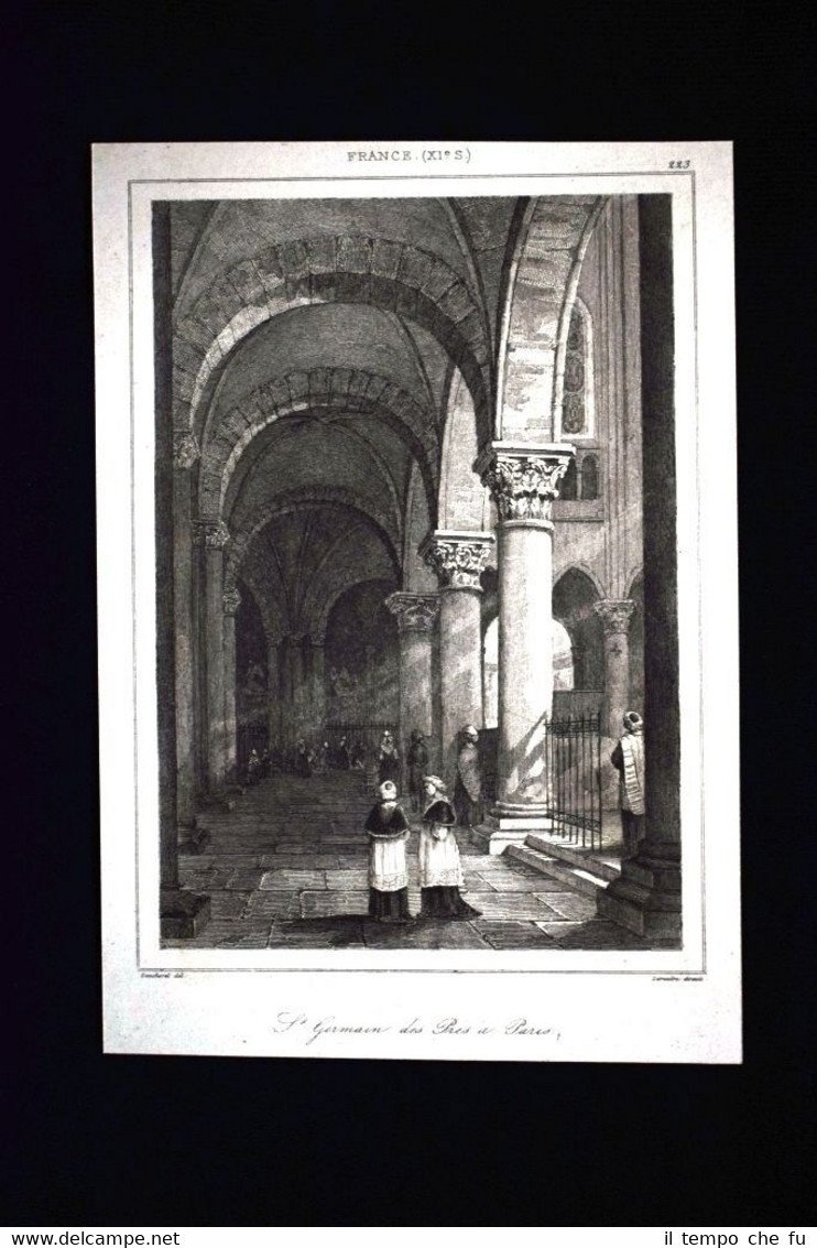 St. Germain des Pres à Paris, France Incisione del 1850 …