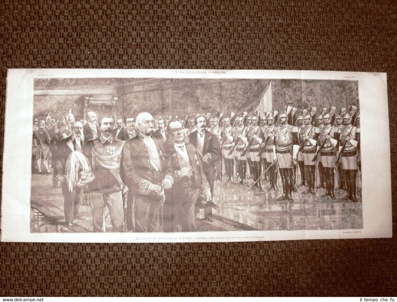 Stampa 1888 Quirinale Corazzieri Umberto I di Savoia Crispi Viale …