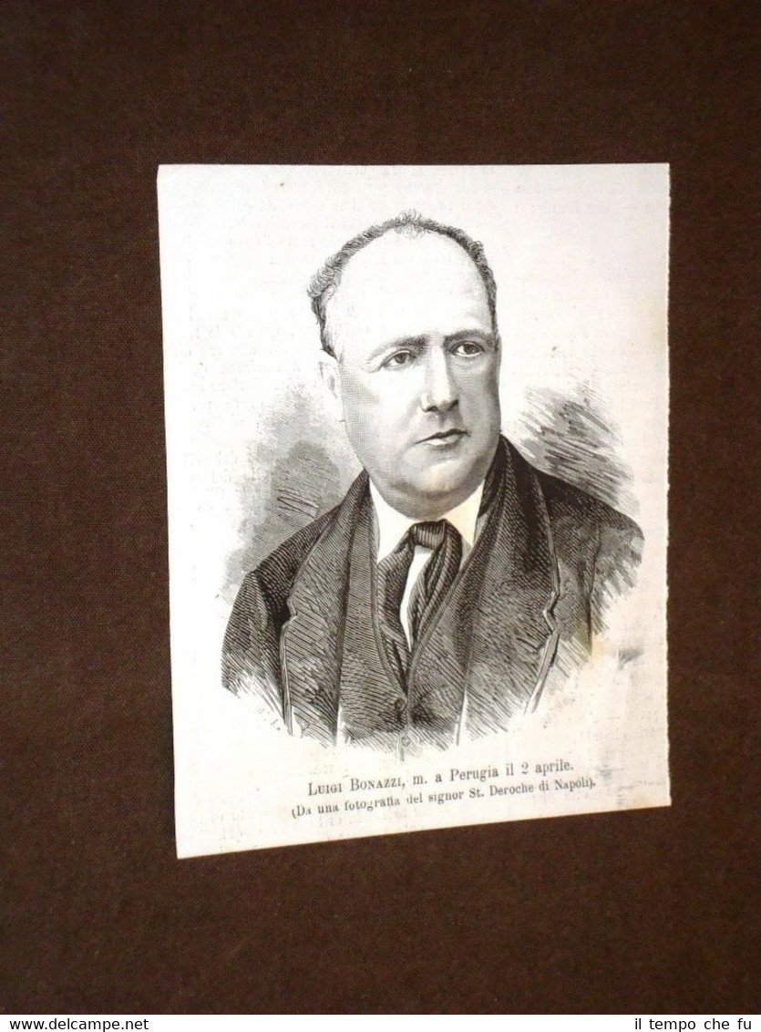 Stampa del 1879 Luigi Bonazzi Morto a Perugia il 2 …