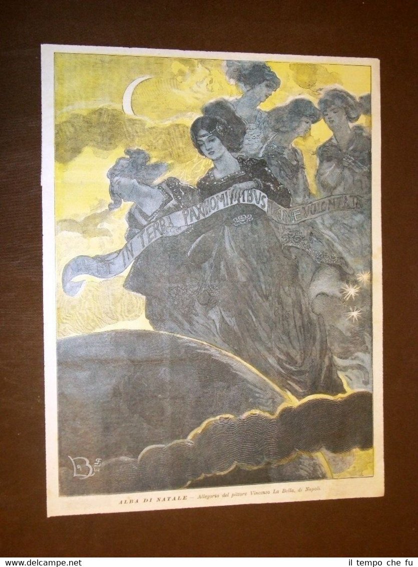 Stampa del 1901 Alba di Natale Allegoria del pittore Vincenzo …