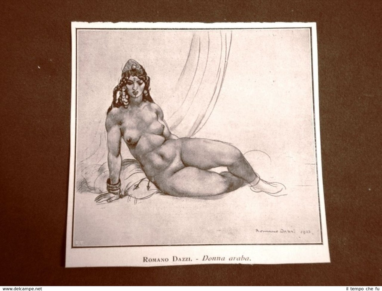 Stampa del 1924 Donna araba Disegno di Romano Dazzi | Immagine principale