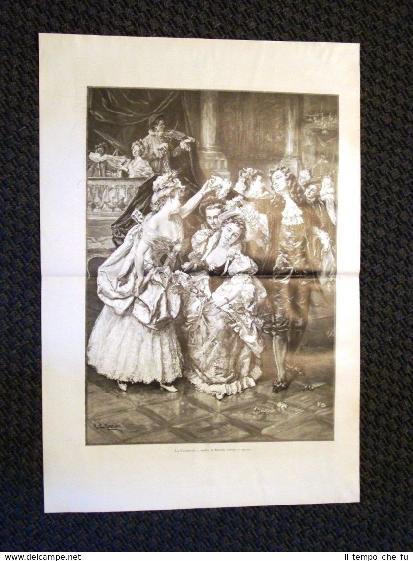 Stampa enorme del 1898 La farandola Quadro di Edoardo Garrido