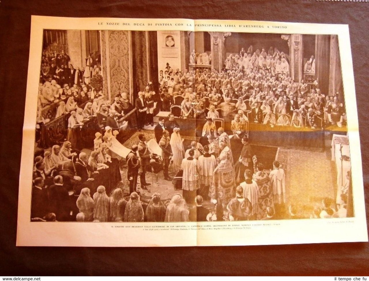 Stampa enorme del 1928 Torino Matrimonio del Duca di Pistoia …