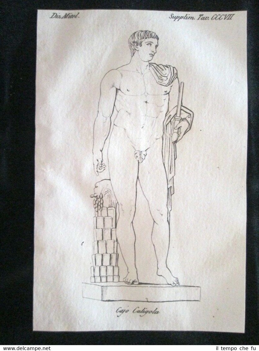 Statua di Caligola Incisione all'acquaforte del 1820 Mitologia Pozzoli | Immagine principale