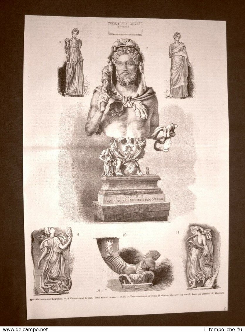 Statue rinvenute nell'Esquilino nel 1875 Muse Commodo Ercole Rhyton Roma