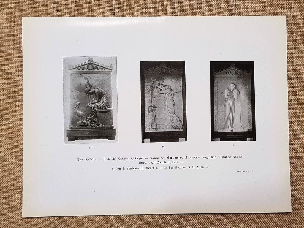 Stele del Canova Monumento Guglielmo d'Orange Nassan e Mellerio Stampa …