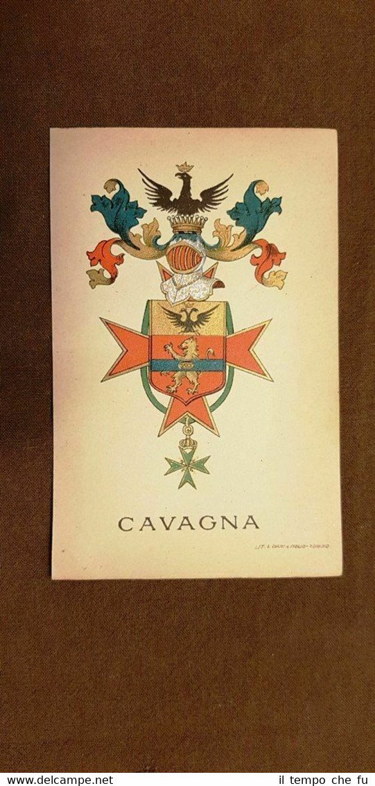 Stemma Cavagna Famiglia nobile Cromolitografia del 1880 Annuario nobiltà