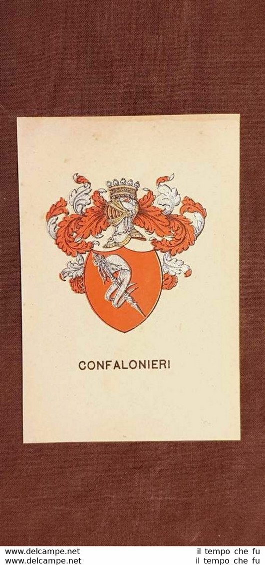Stemma Confalonieri Famiglia nobile Cromolitografia del 1880 Annuario nobiltà