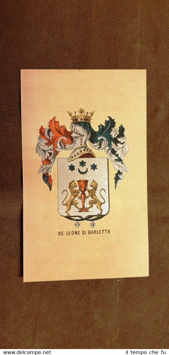 Stemma De Leone di Barletta Famiglia nobile Cromolitografia del 1880 …