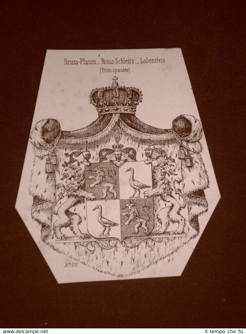 Stemma o blasone Principati Reuss Plauen Schleitz Lobenstein Anno 1865 …