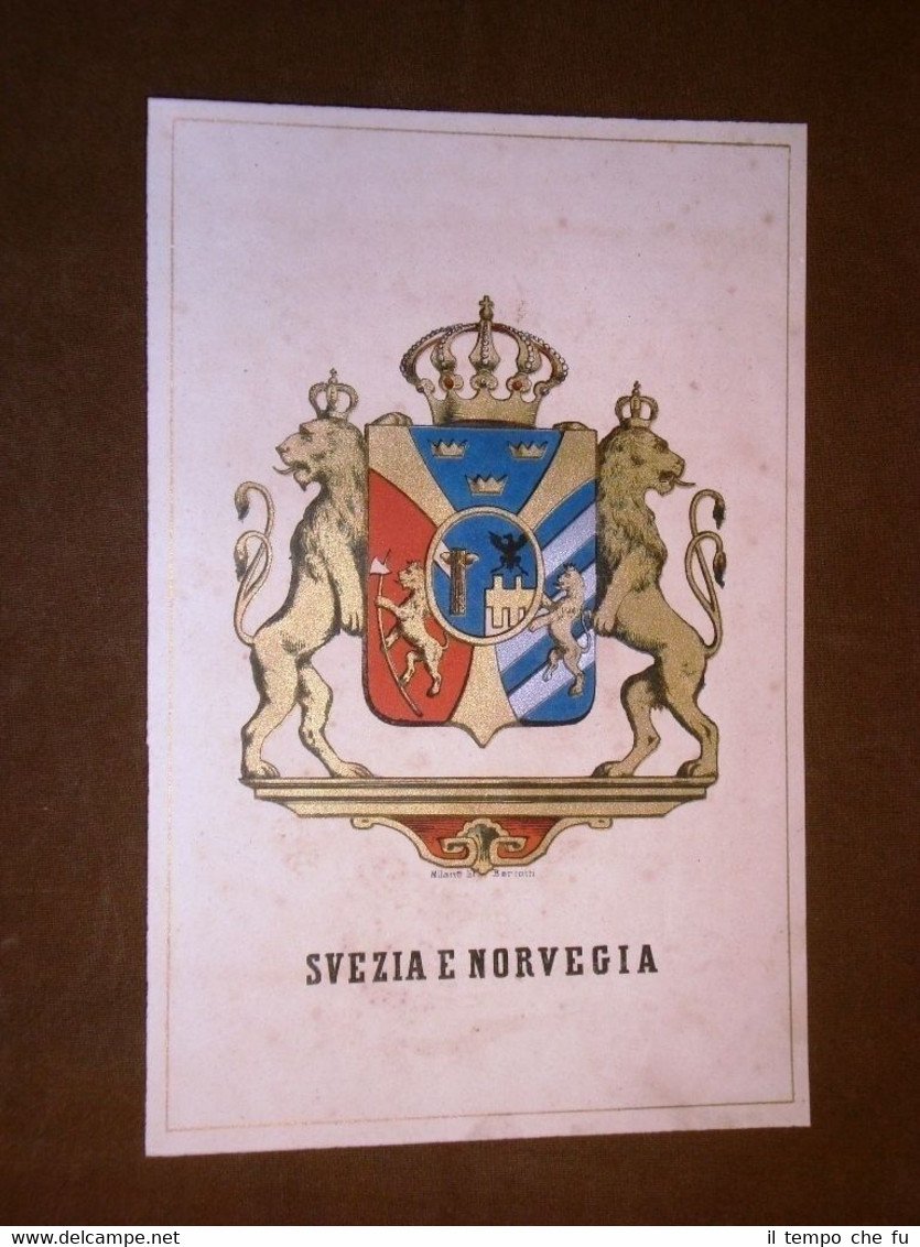 Stemma Regno o Regni di Svezia e Norvegia Cromolitografia del …