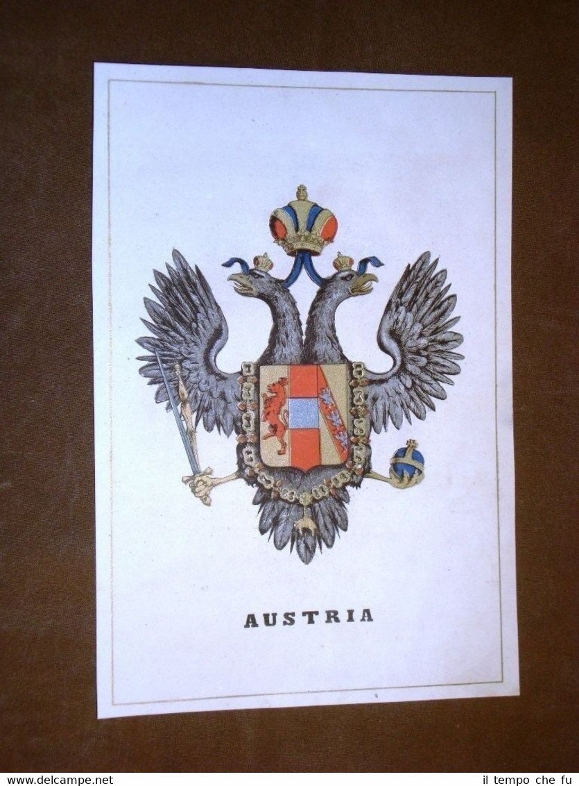 Stemma Repubblica Austria Republik Österreich Cromolitografia del 1857 Araldica | Immagine principale