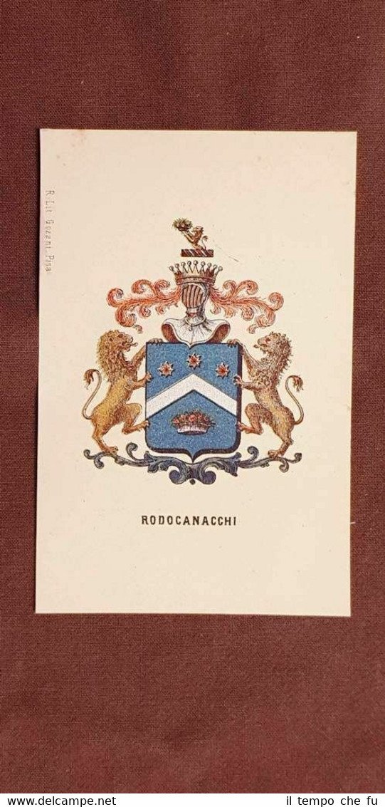 Stemma Rodocanacchi Famiglia nobile Cromolitografia del 1880 Annuario nobiltà