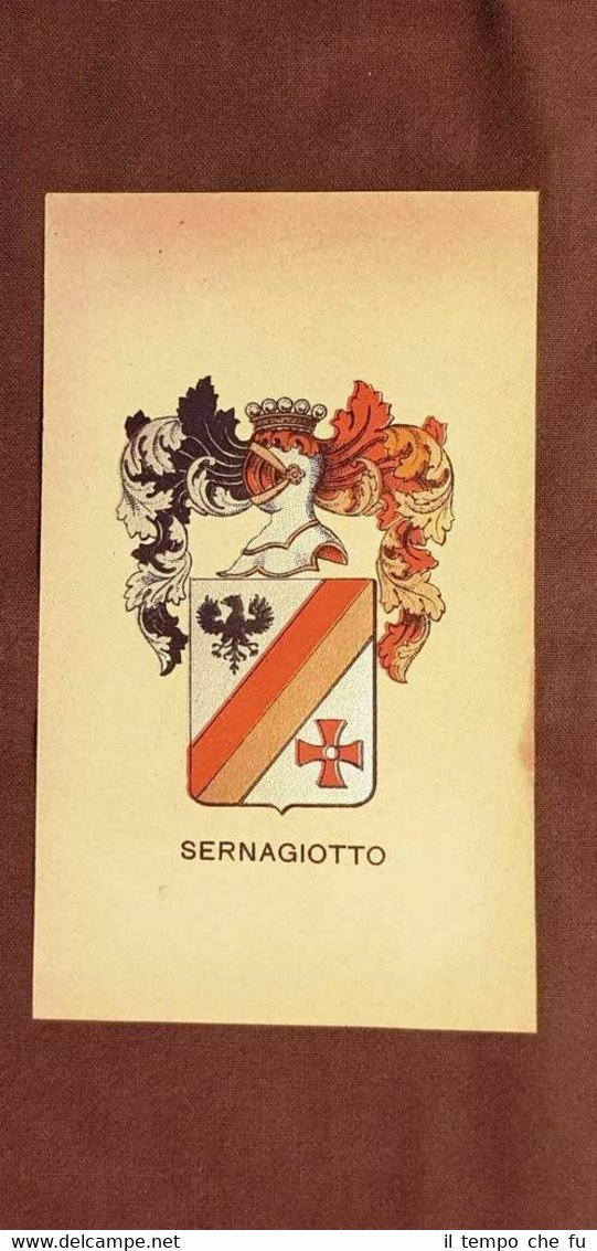 Stemma Sernagiotto Famiglia nobile Cromolitografia del 1880 Annuario nobiltà