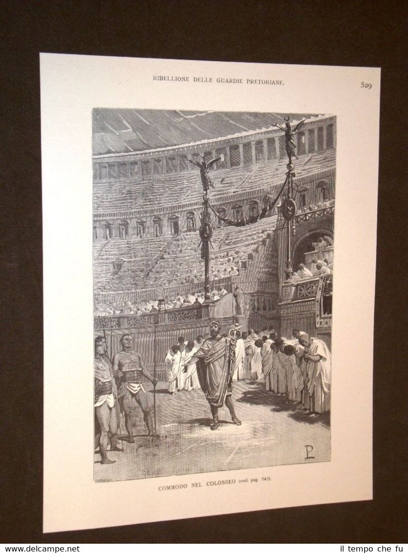 Storia di Roma L'Imperatore Commodo nel Colosseo Incisione di L.Pogliaghi | Immagine principale