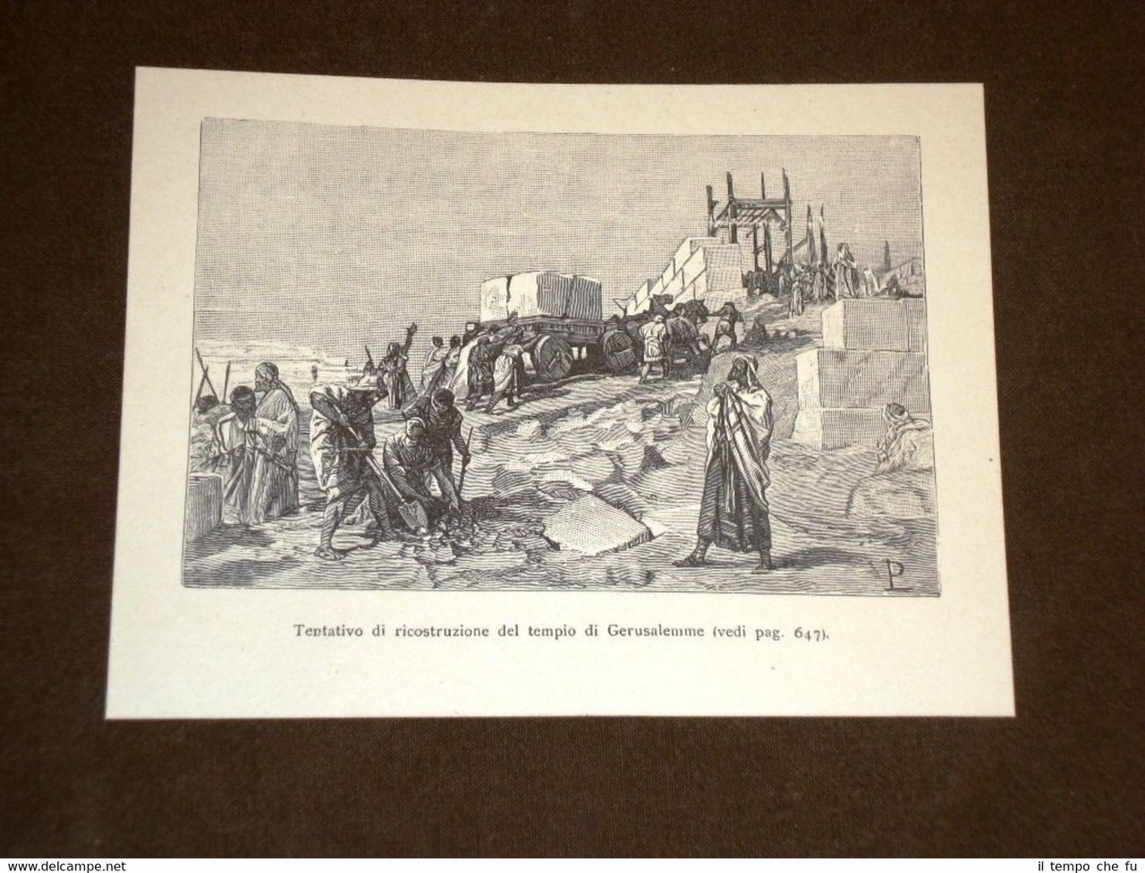 Storia di Roma Tentativo costruzione Tempio Gerusalemme Incisione L. Pogliaghi