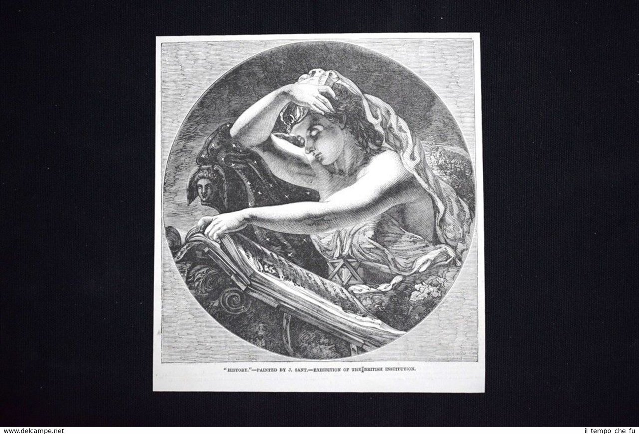 Storia, dipinto di J. Sant - Esposizione Istituto Britannico Incisione …