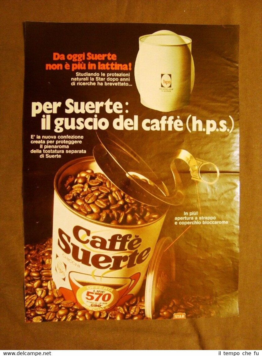 Suerte Caffè in chicchi Pubblicità vintage anni '70