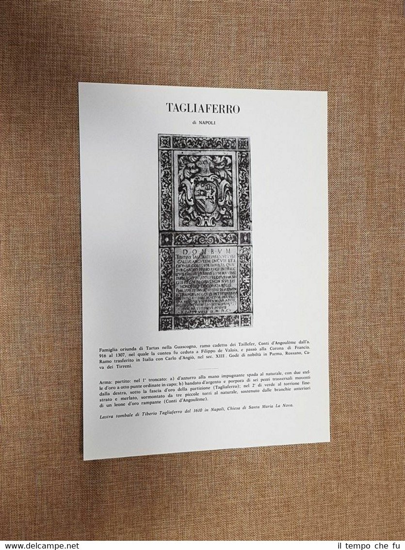 Tagliaferro di Napoli Stemma Famiglia Nobile Nobiltà Araldica