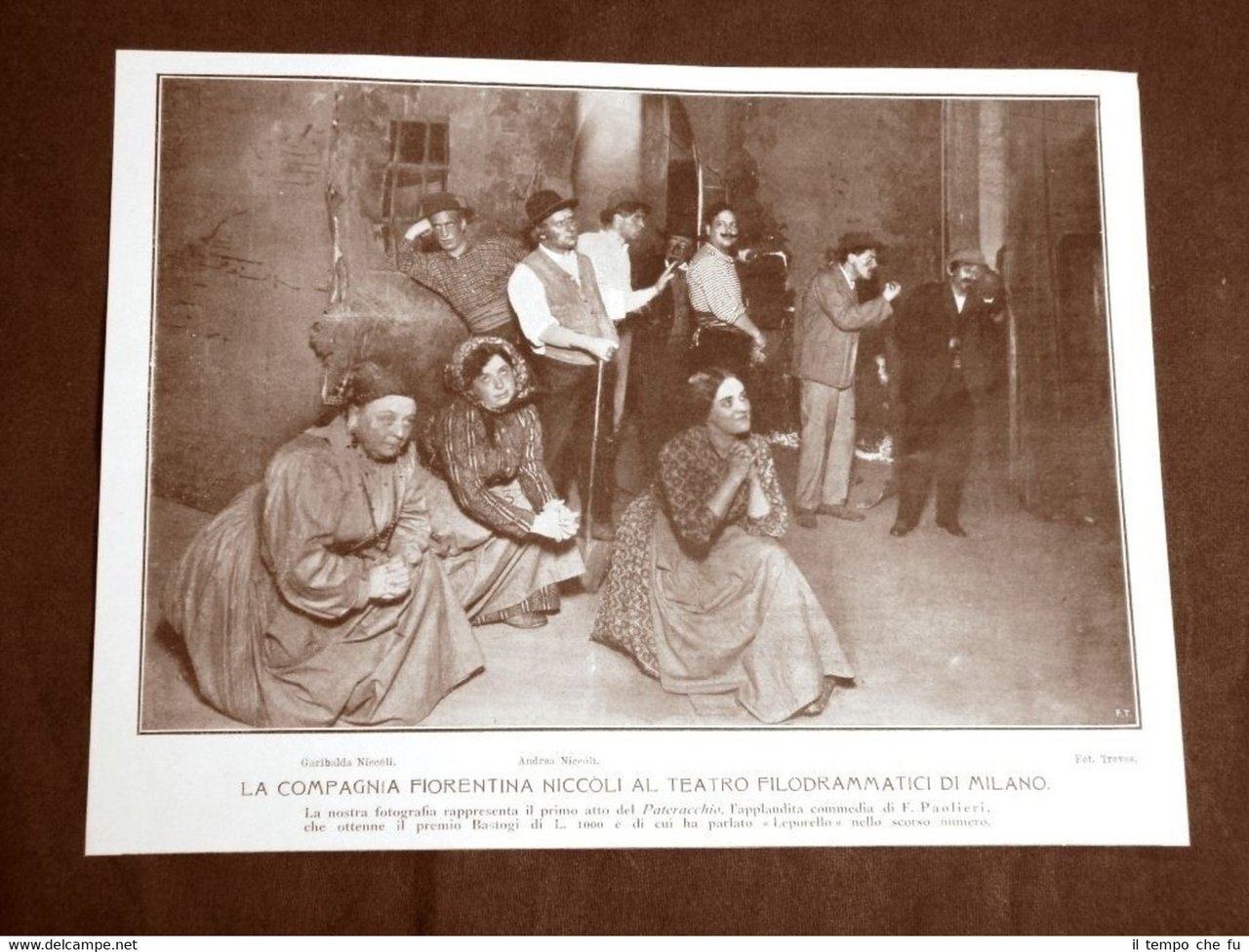 Teatro Filodrammatico Milano nel 1910 Compagnia Niccòli Pateracchio di Paolieri