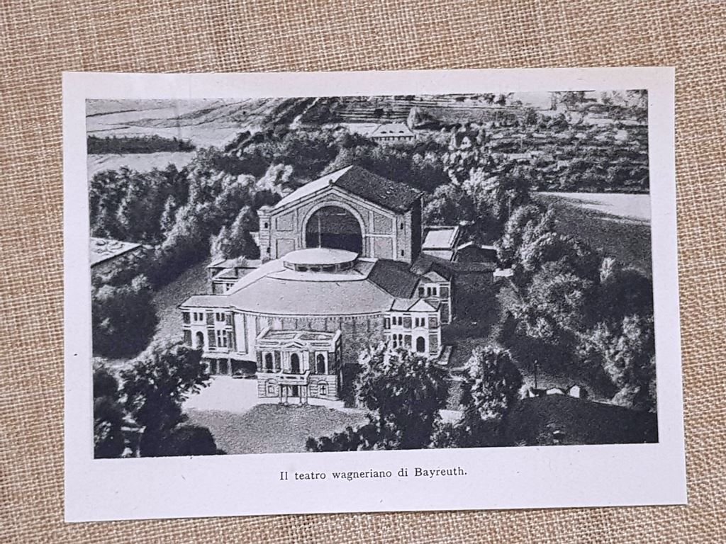 Teatro Wagner Bayreuth Festspielhaus e Biblioteca Villa Wahnfried Stampa 1944