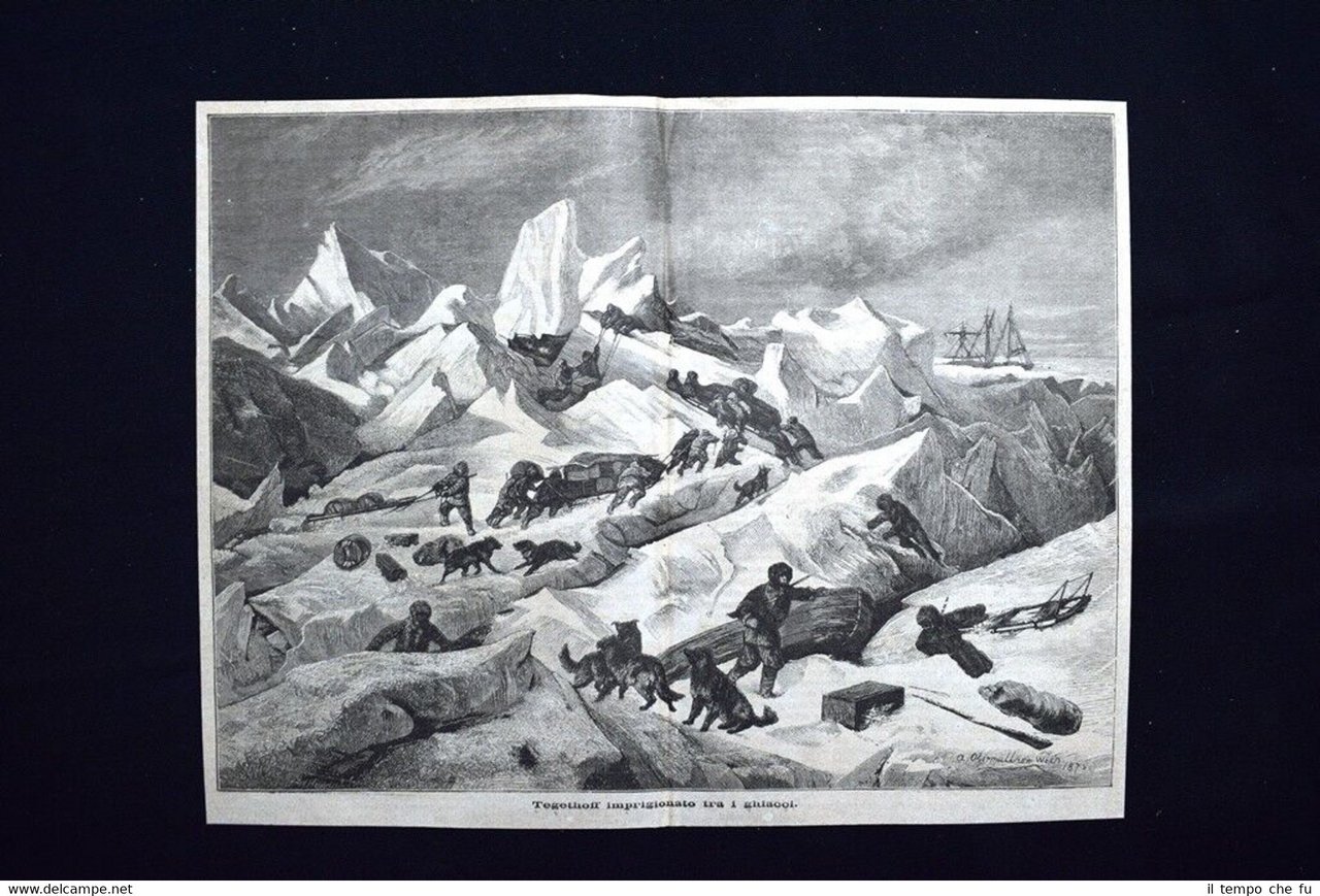 Tegethoff imprigionato tra i ghiacci Incisione del 1875