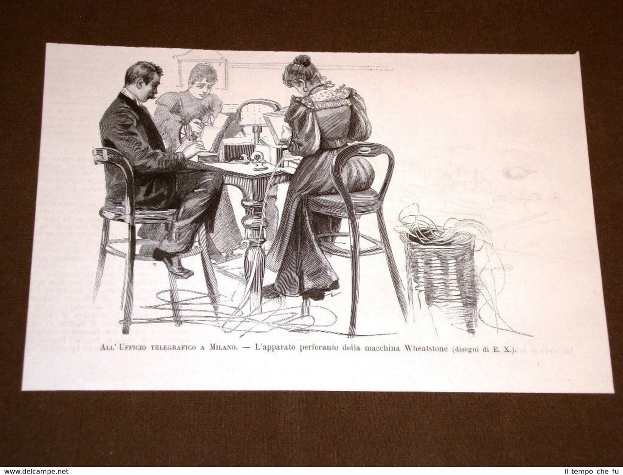 Telegrafo e telegrafisti nel 1893 Ufficio Milano Apparato perforante Wheatstone