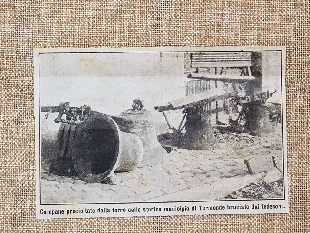 Termonde o Dendermonde nel 1914 Campane torre del municipo bruciato …