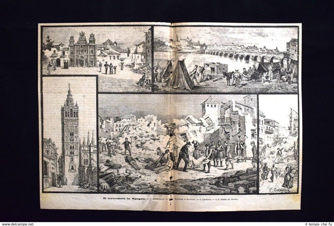 Terremoto in Spagna: Albinuelas La Garalda a Siviglia Cordova Incisione …