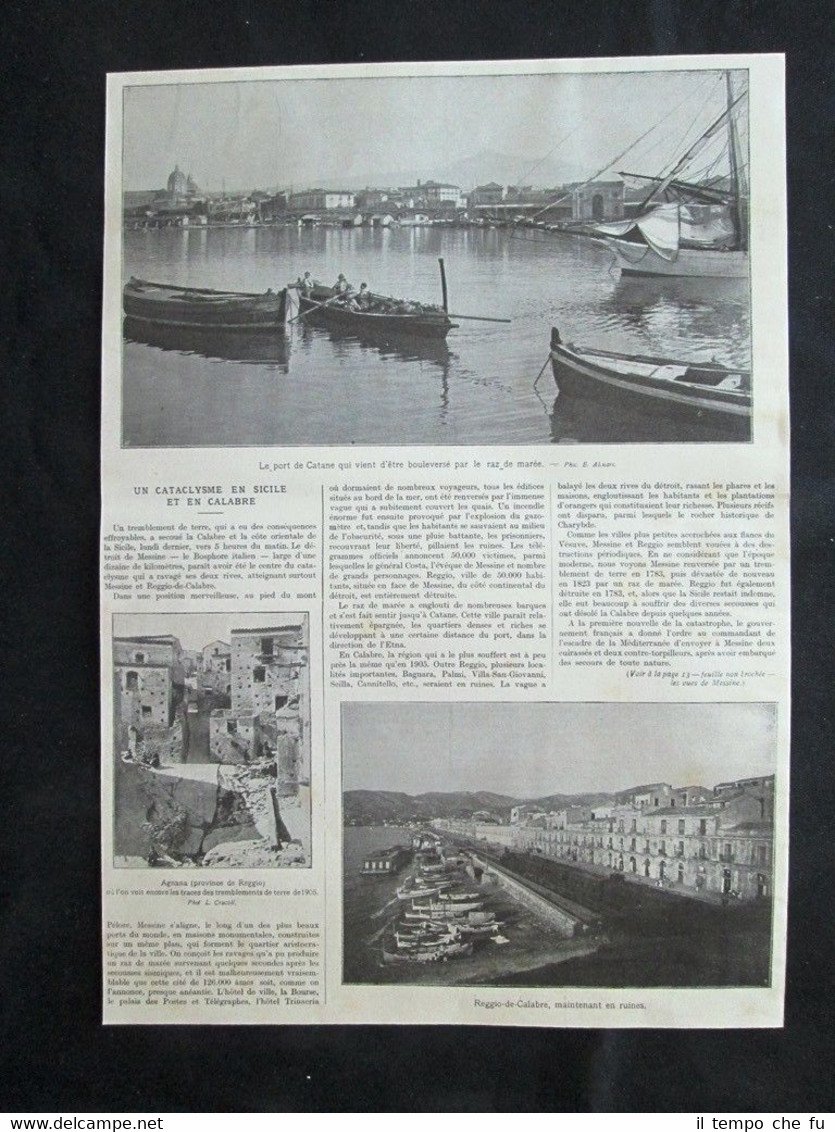Terremoto Sicilia e Calabria 1908:Catania,Agnana,Reggio Calabria Stampa del 1909
