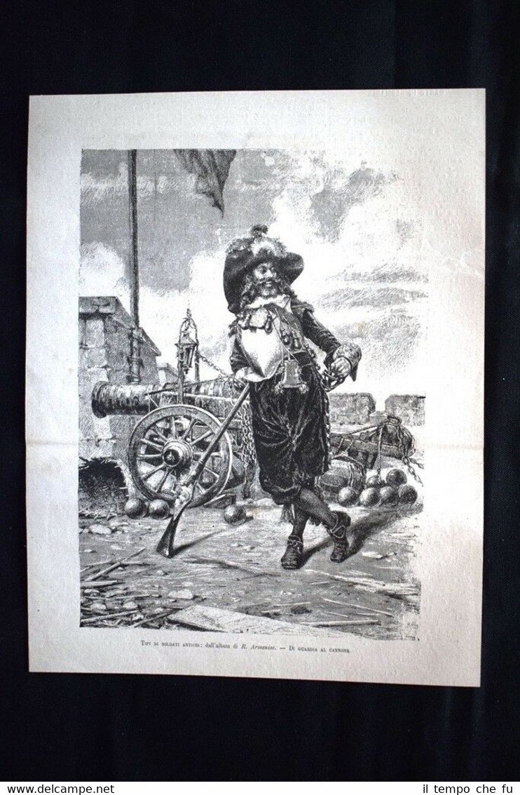 Tipi di soldati antichi:album R.Armenise - Guardia al cannone Incisione …