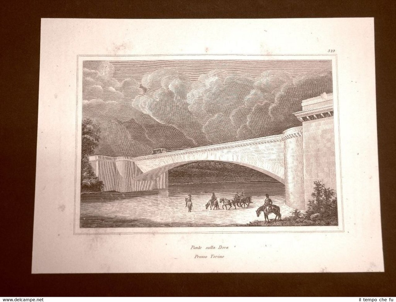 Torino Il Ponte sulla Doria Incisione su rame all'acquaforte del …