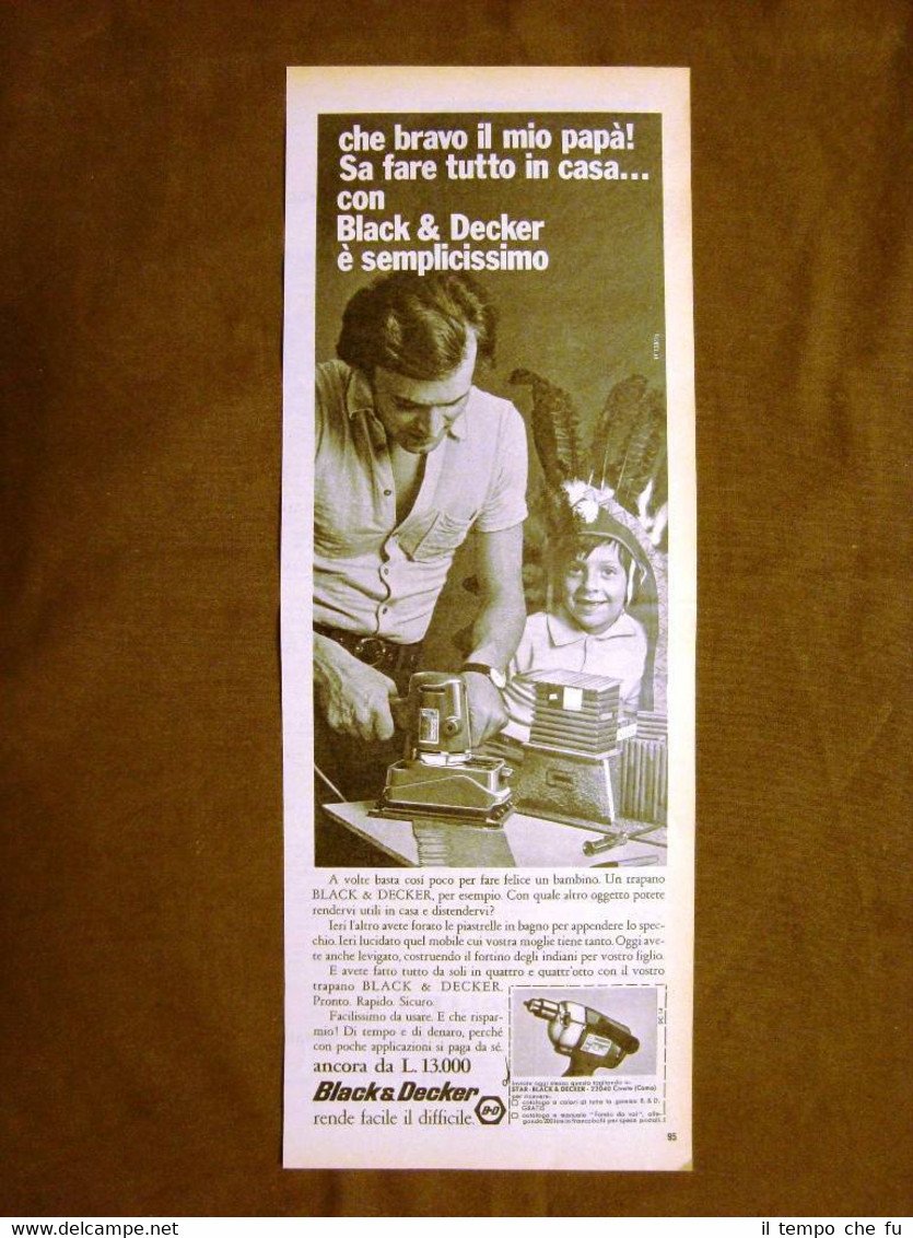 Trapano Black & Decker Pubblicità vintage anni '70