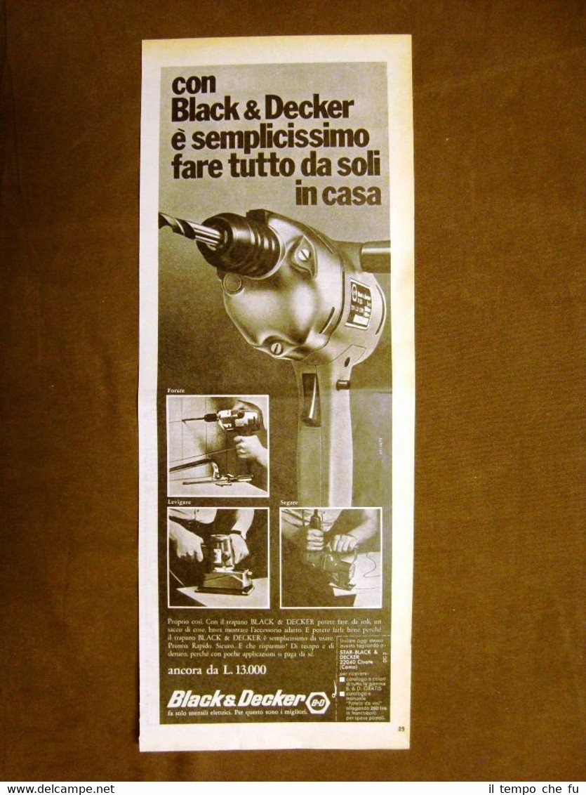 Trapano Black & Decker Pubblicità vintage anni '70