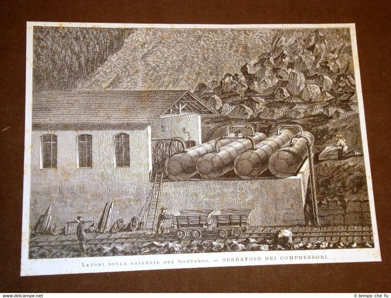 Treni e ferrovie 1875 Lavori per la galleria del Gottardo … | Immagine principale