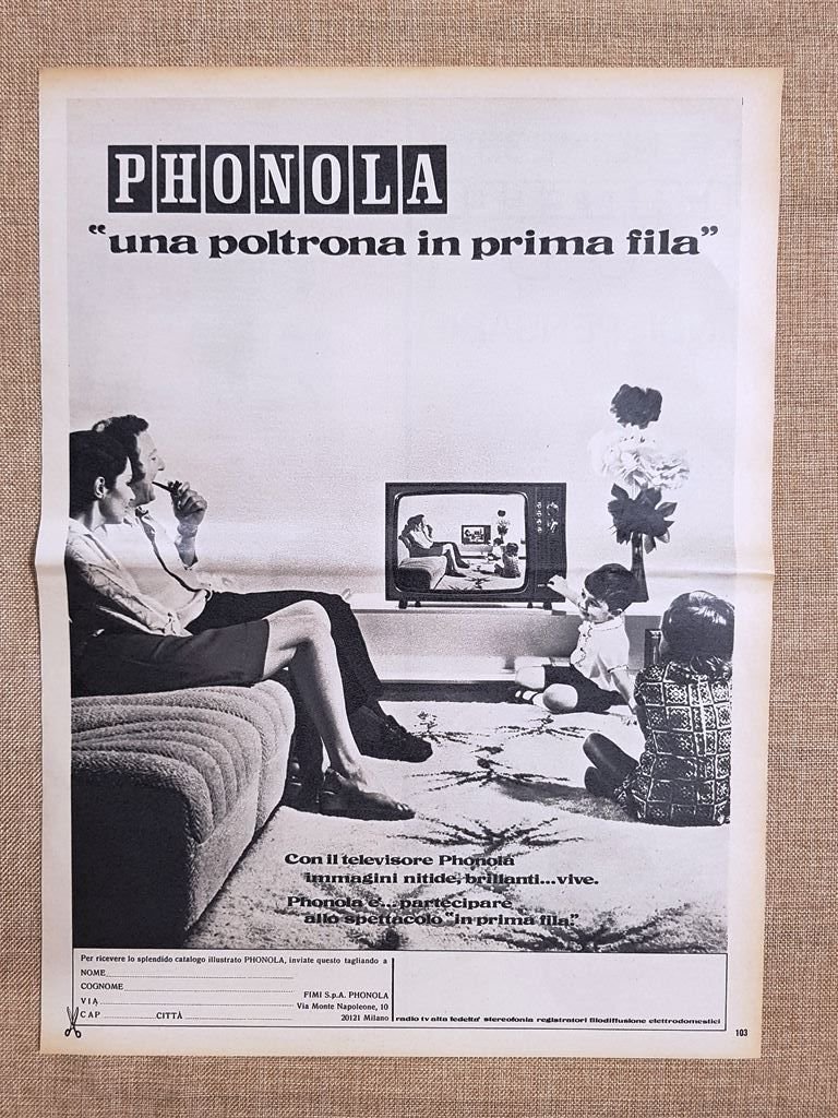 TV o televisore Phonola Pubblicità vintage anni '70 | Immagine principale