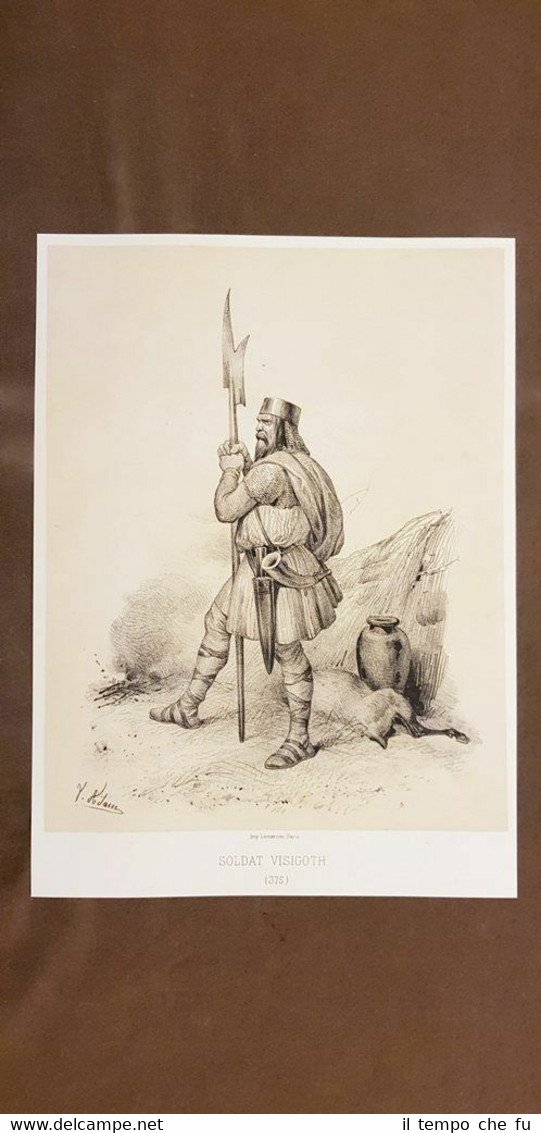 Un soldato Visigoto Incisione del 1859 di V.Adam - Atlas …