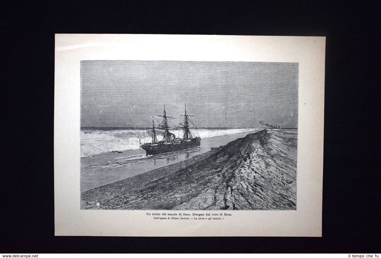 Un tratto del canale di Suez. Disegno dal vero di …