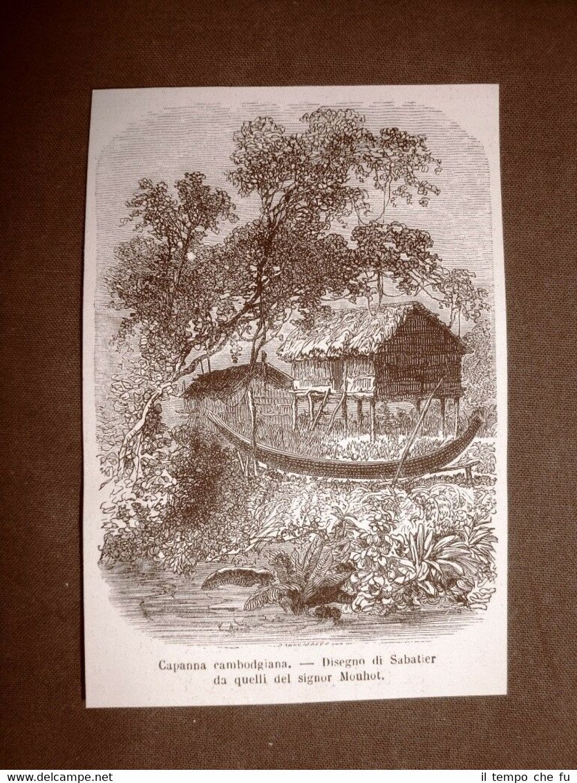 Una capanna cambogiana nel 1863 Regno di Cambogia Moda e … | Immagine principale