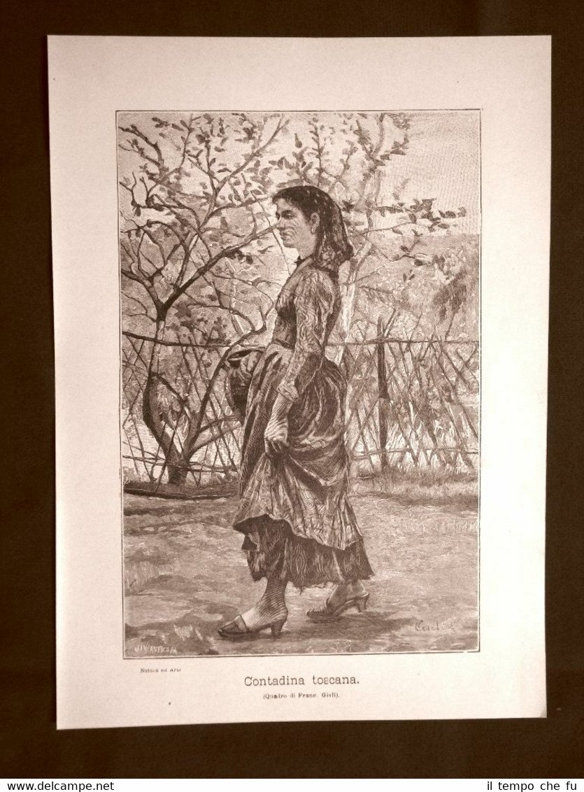 Una contadina toscana Quadro di Francesco Gioli Stampa del 1894