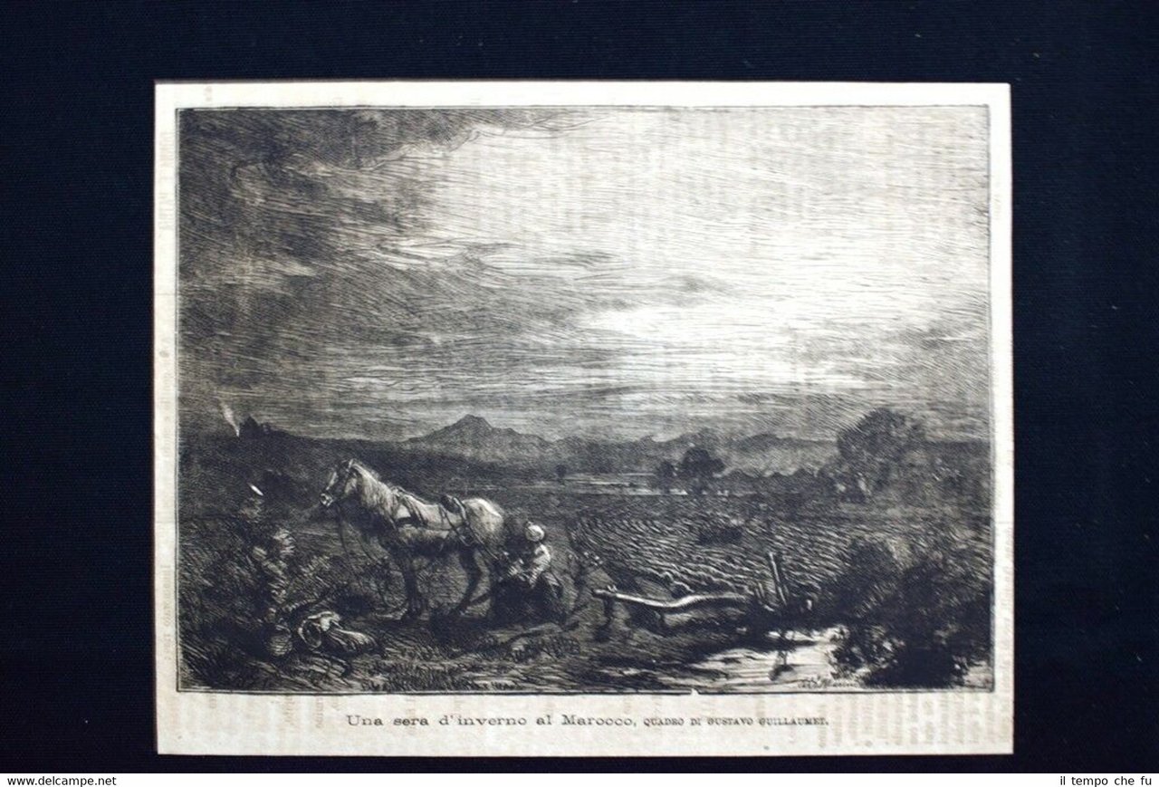 Una sera d'inverno al Marocco,di Gustave Achille Guillaumet Incisione del …