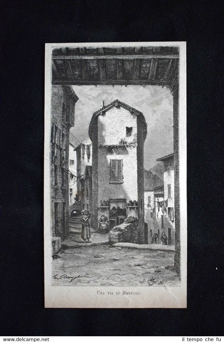 Una via di Mentone Incisione del 1882