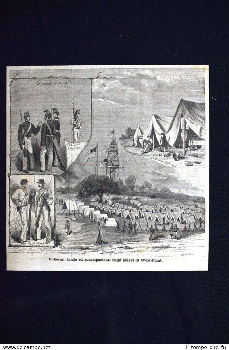 Uniformi, tende ed accampamenti degli allievi di West-Point Incisione del …