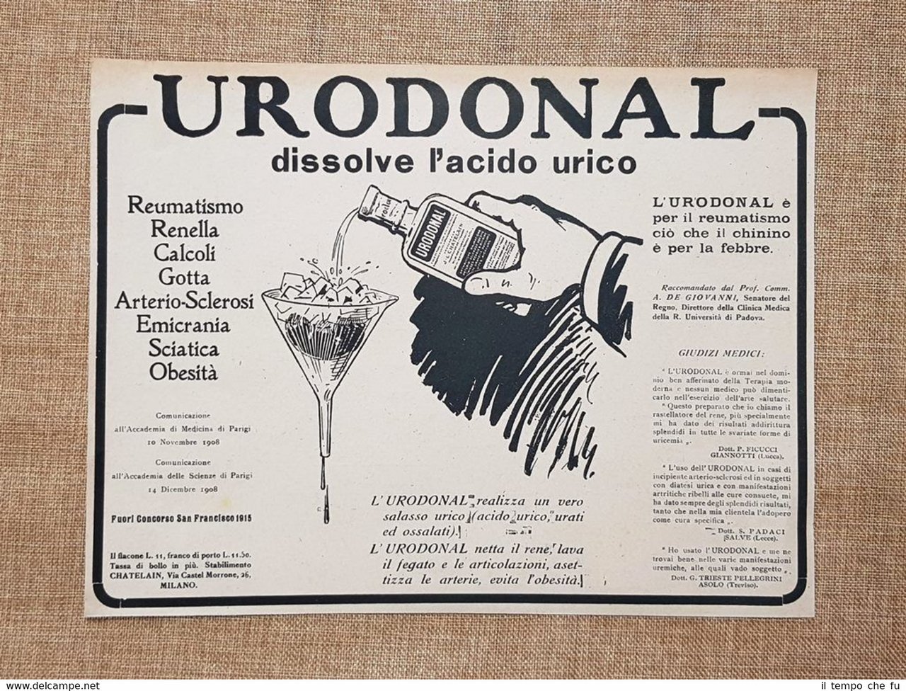 Urodonal Acido urico Chatelain e Spumante contratto Canelli Pubblicità del …