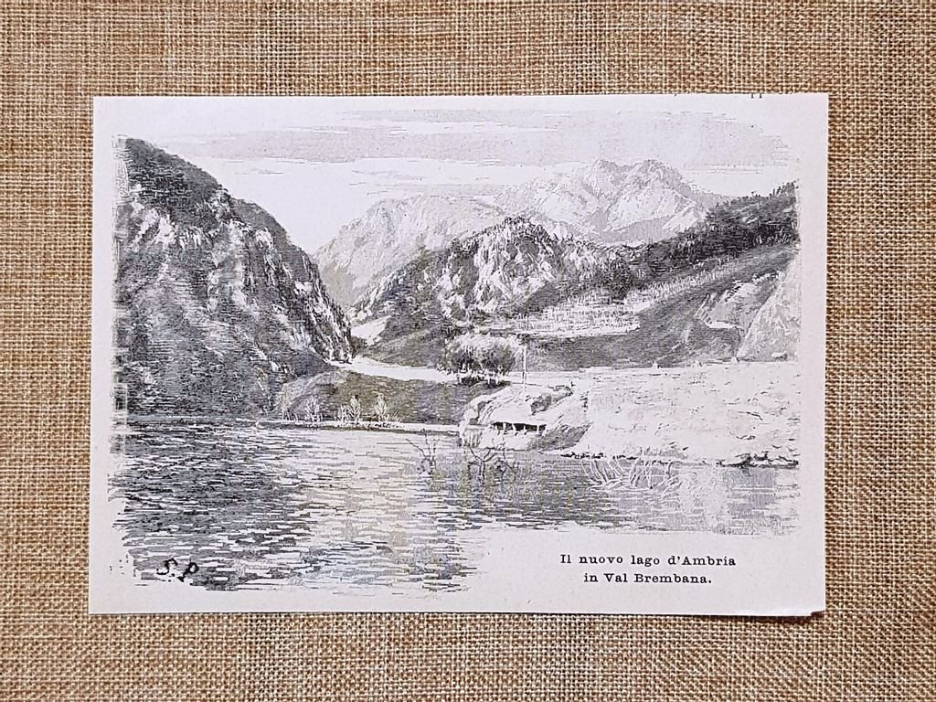 Veduta del nuovo Lago d'Ambria nel 1896 Val Brembana